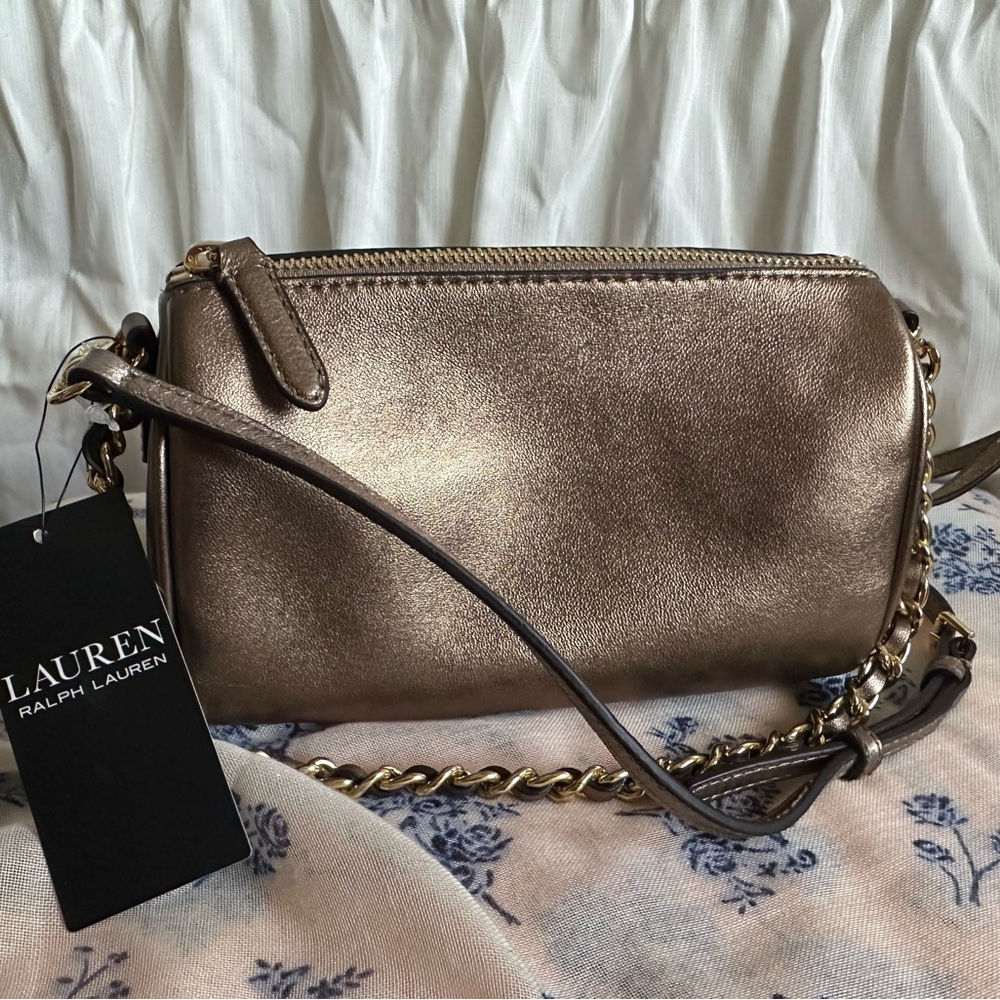 Lauren Ralph Lauren Gold Crossbody Bag with Chain Strap
